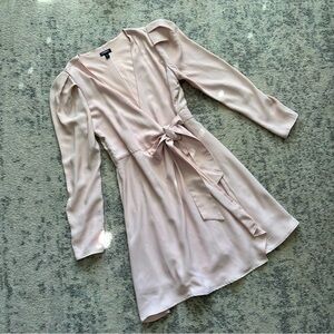 Express puff sleeve wrap dress - blush pink